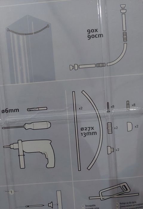 Varão circular para cortina de duche novo