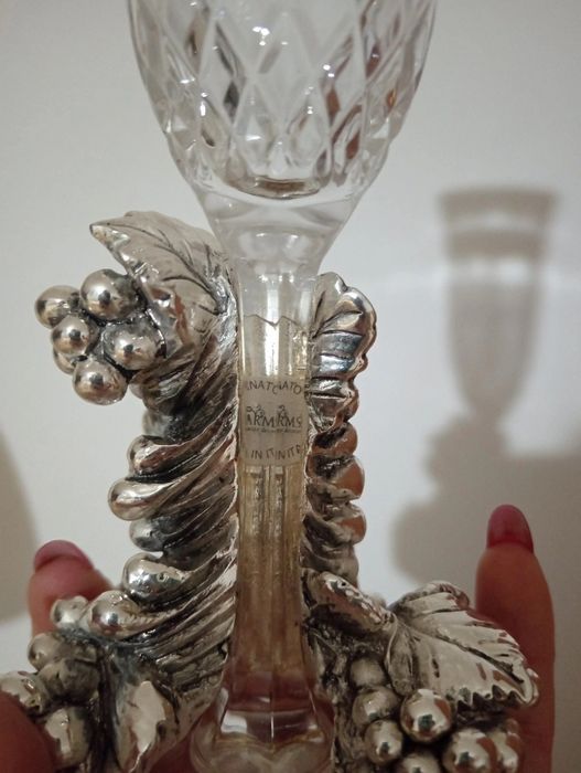 Flutes de champanhe (4) artesanais, trabalho assombroso em PRATA 925