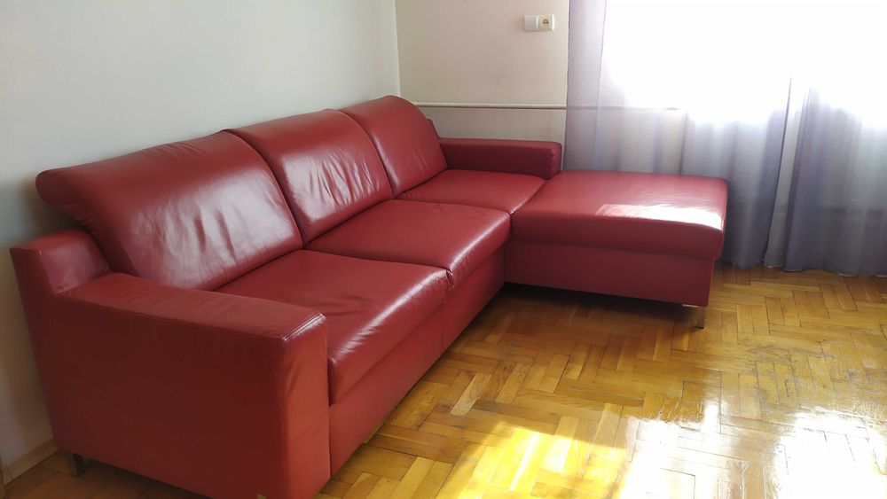 Skórzany narożnik z funkcją spania - kanapa / wersalka