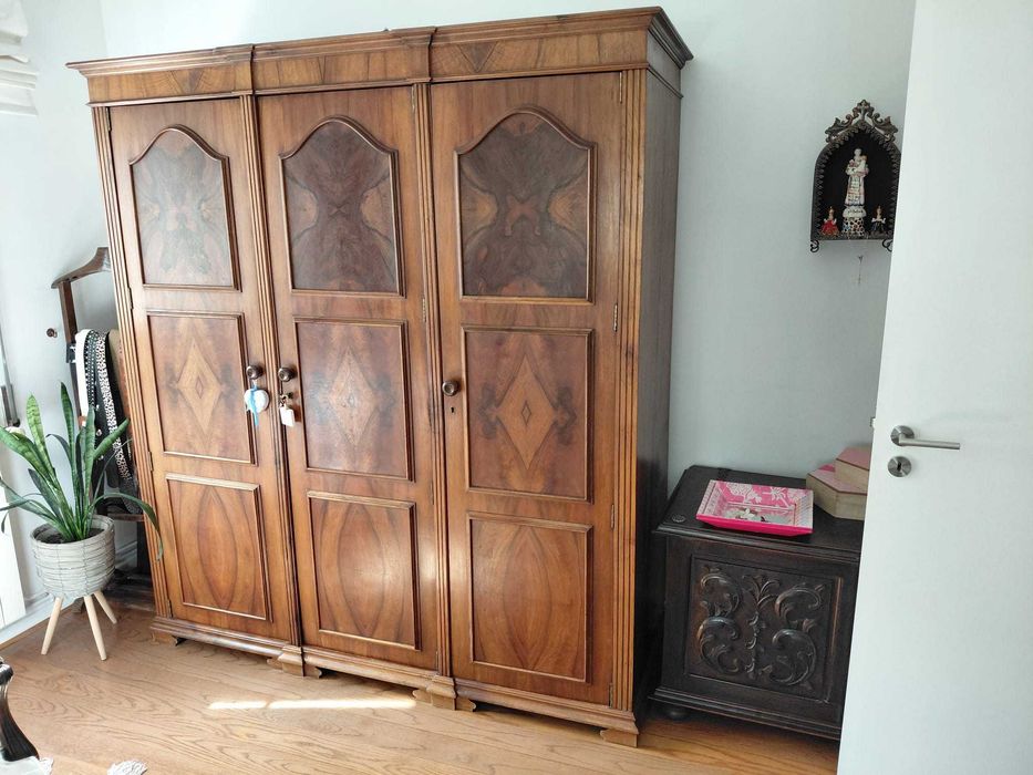 Conjunto quarto completo madeira maciça de nogueira elegante