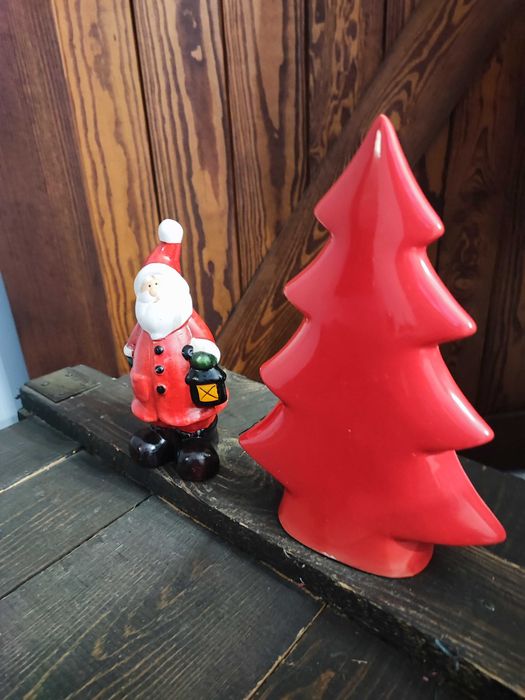 Ozdoby świąteczne  ceramiczne mikołaj choinka