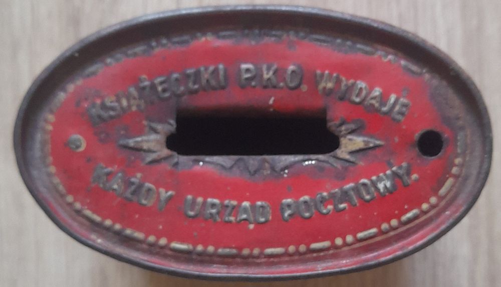 Skarbonka metalowa, przedwojenna.