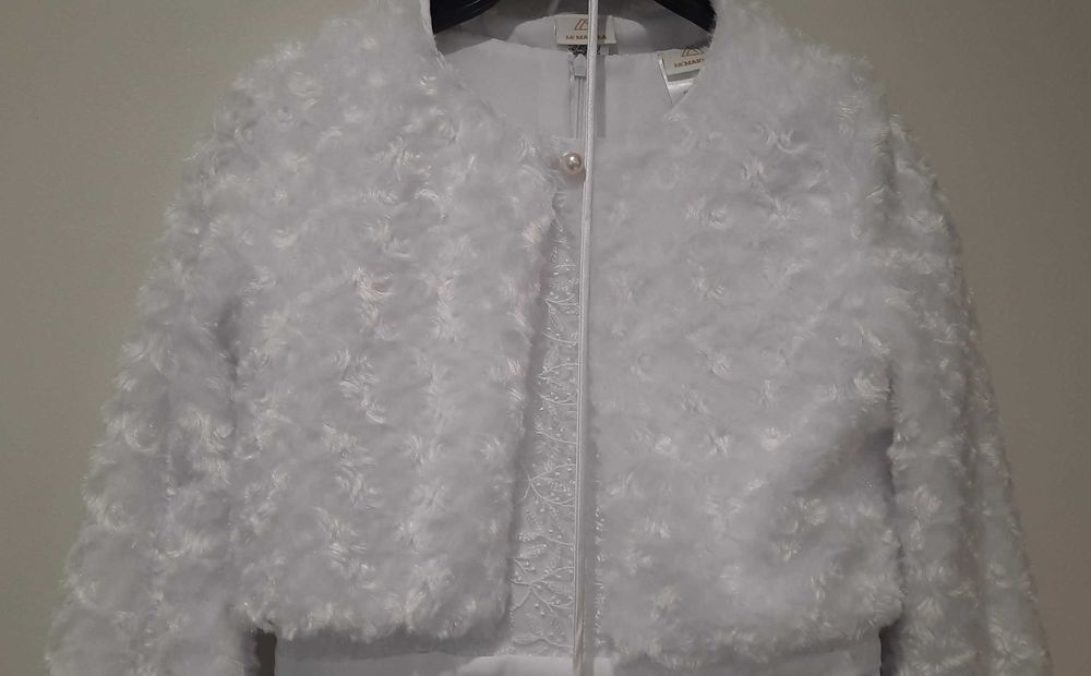 Sukienka komunijna + bolerko + torebka, wysoka dziewczynka 140/146 cm