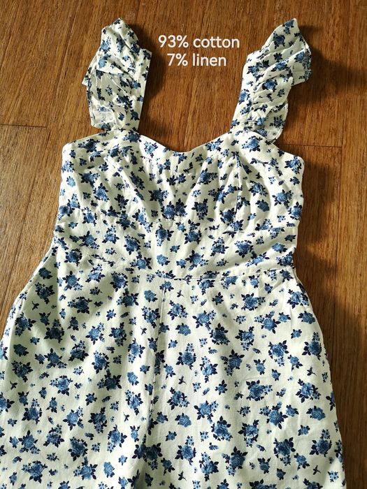 Kombinezon damski Miss Selfridge 40 lniany bawełniany kwiaty letni
