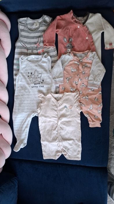 Pajacyki do spania śpiochy zestaw paka ubranek dziewczynka niemowlę 62