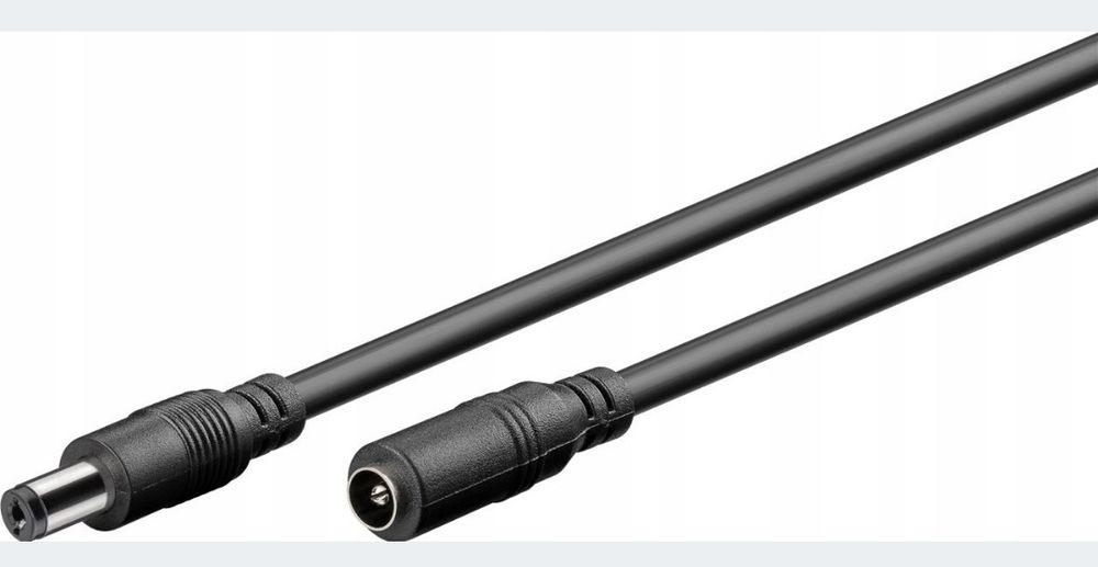 Kabel przedłużacz DC M/F czarny 3m 2 szt w opakowaniu
