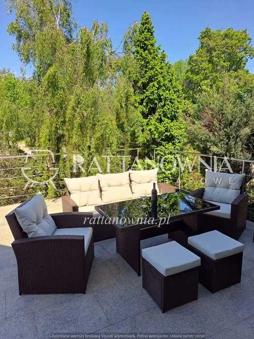 PROMOCJA!! Zestaw Mebli Ogrodowych Technorattanowy Brąz Komplet
