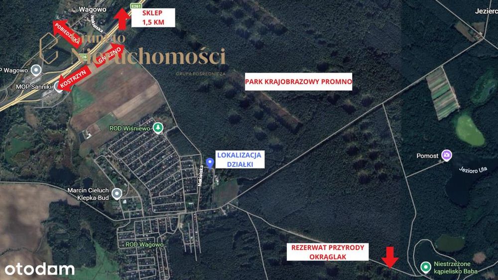Działka budowlana ze ścianą parku krajobrazowego