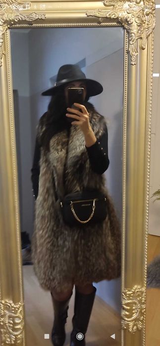 Srebrny lis naturalny długa kamizelka