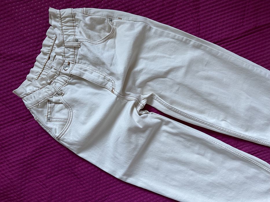 Maje 36 S jeansy białe kremowe cotton wysoki stan