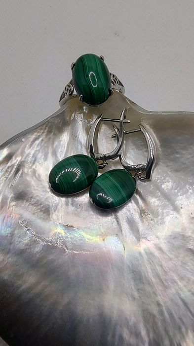 Malachit. Nowy pierścionek i kolczyki.