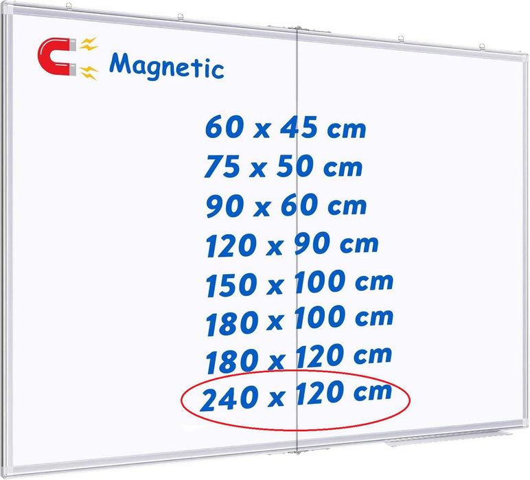 Nowa tablica magnetyczna / na ścianę / suchościeralna / 120x240cm / R373!