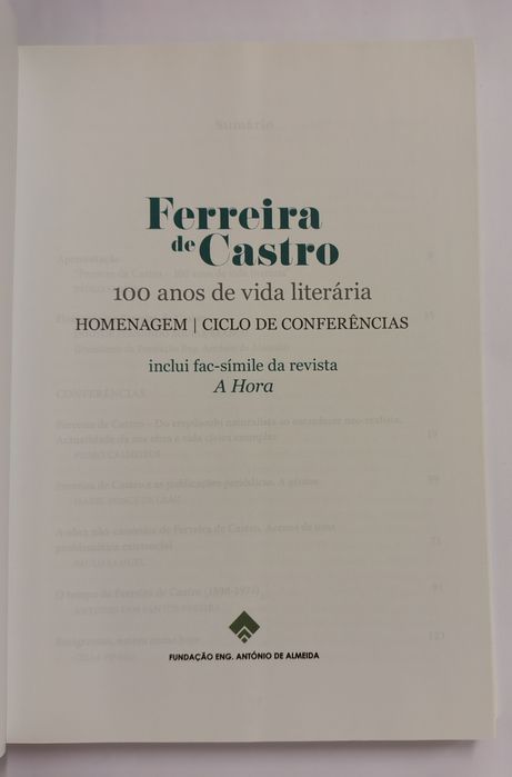 Ferreira de Castro: 100 anos de vida literária
