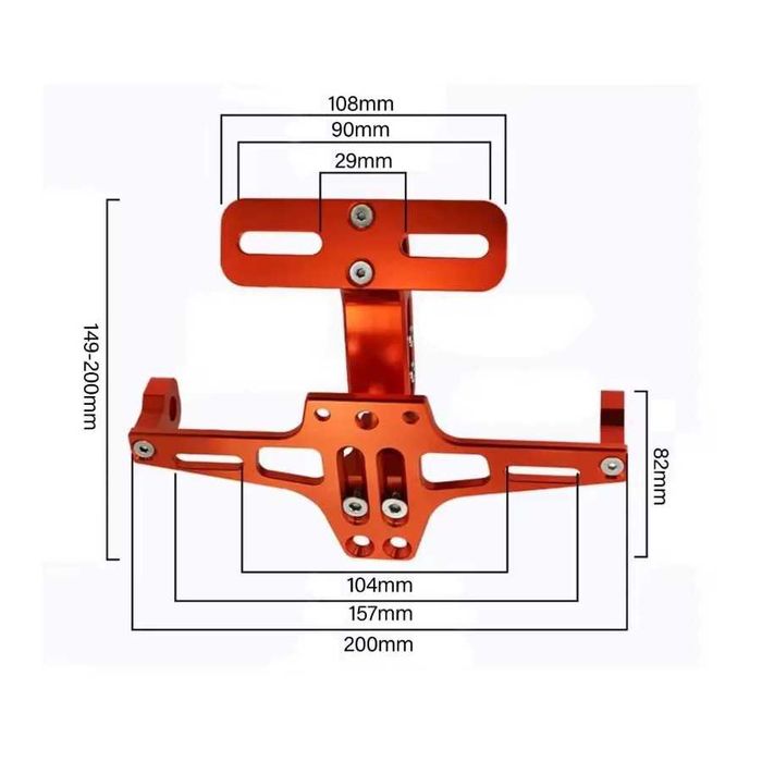 Suporte de Matrícula Universal CNC Alumínio com Luz LED para Moto