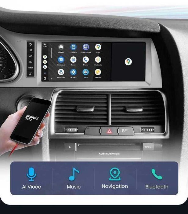 Audi Q7 2006–2015 – Radio Android 15 10,25” CarPlay Android Auto GPS Nawigacja Stacja Multimedialna WiFi Bluetooth DSP 4G LTE PL 4GB/64GB