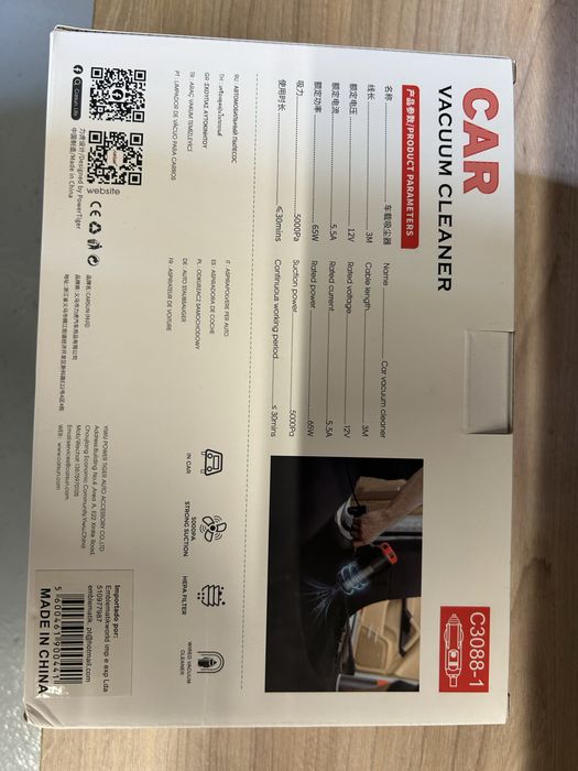 Aspirador automovel a vácuo portátil