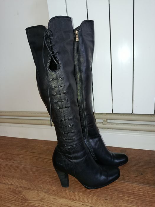 Зимові кожані сапоги