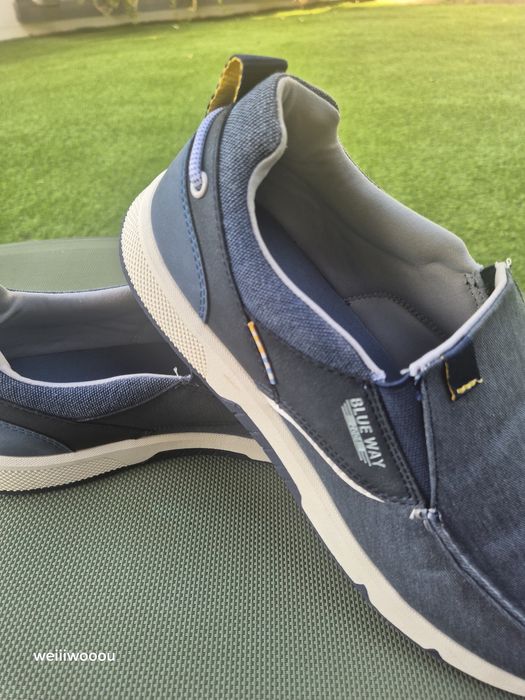 Mocassins  Blue Way T44 Novos com caixa - Estilo tecido  ganga Denim