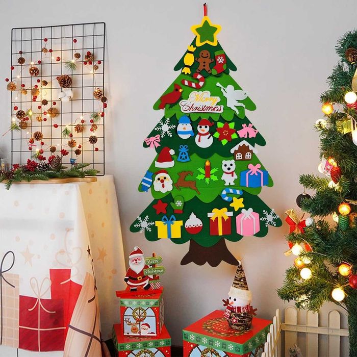 Choinka filcowa kreatywna dla dzieci + OZDOBY DUŻA DIY