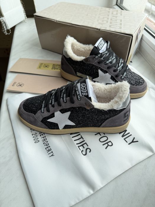 Кеди Golden Goose black grey premium Winter голден гус кеди