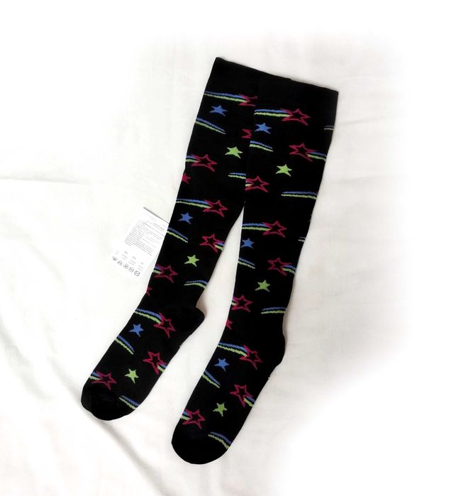 Гольфы высокие удлиненные выше колена гольфы черные со звездами 37-38р