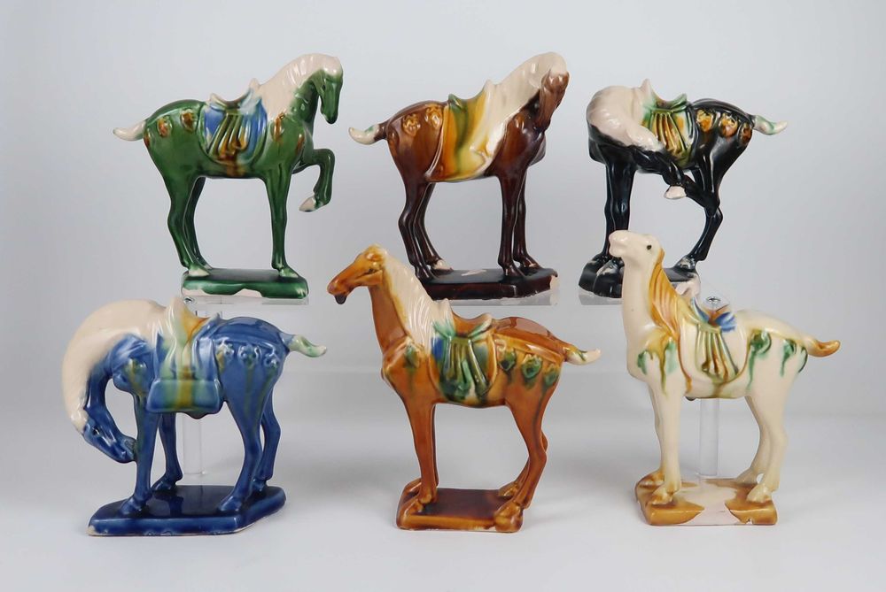 Cavalos da China - Cerâmica policromada