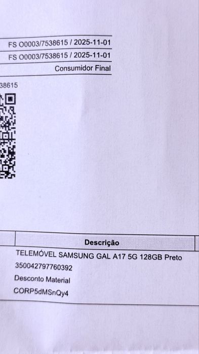 Samsung A17 5G novo com etiquetas