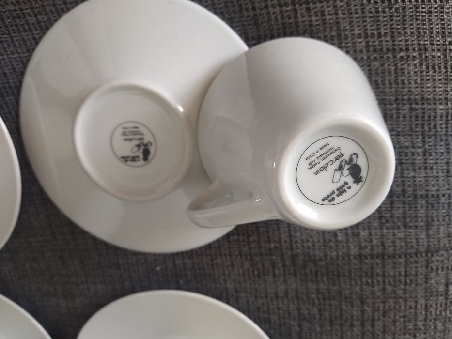 Chávenas chá com pires brancas Gato Preto 4 unid.