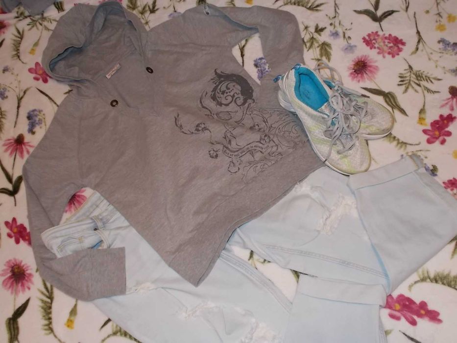 szara sportowa bluza z kapturem r.L/40 jak nowa