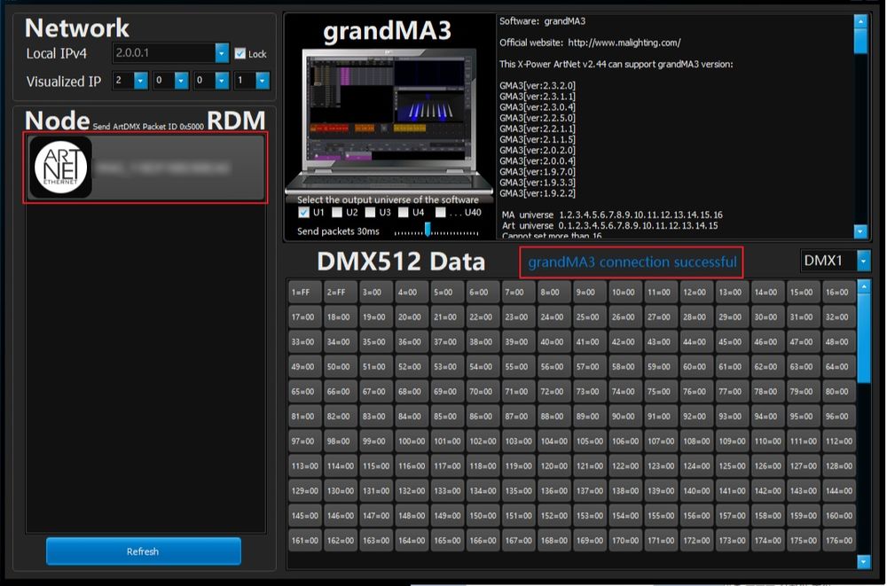 Interface DMX art-net 4 universos