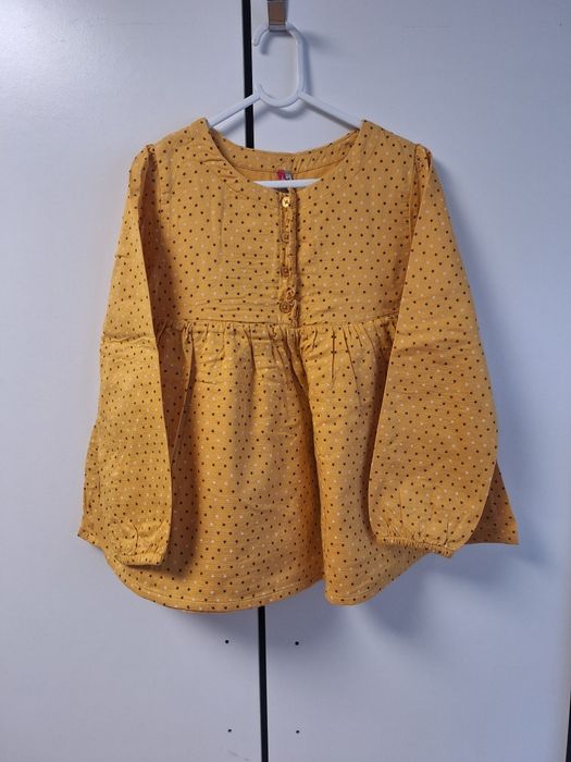 Bluzka 128 tunika dla dziewczynki na długi rękaw żółta Bluzka