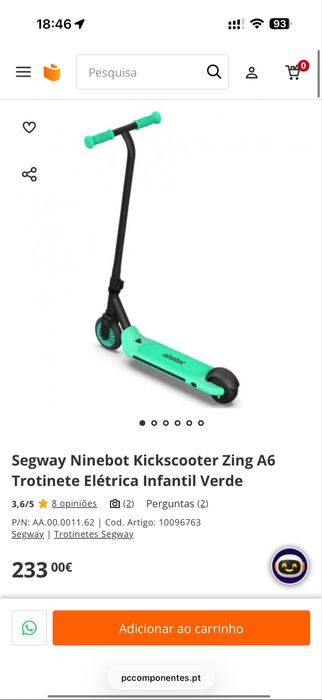 Trotinete Elétrica Segway Ninebot Infantil