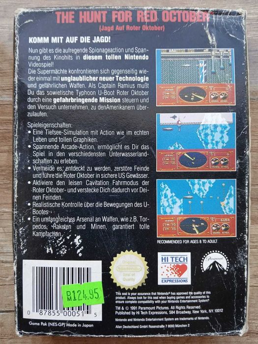 Hunt For The Red October BOX NES Nintendo PAL B prezent