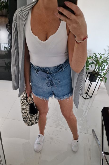 Szorty jeansowe Sister 36 34 wysoki stan wiązane