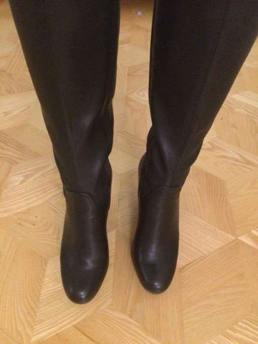 Buty czarne kozaki Deichmann na obcasie botki zimowe słupku 38