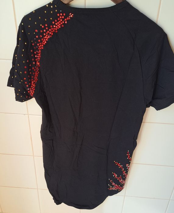 T-shirt Tunica preta senhora com brilhos Tam S