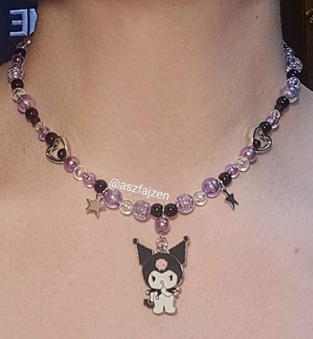 Hello Kitty Kuromi Sanrio Naszyjnik Fioletowy Alternative Aesthetic