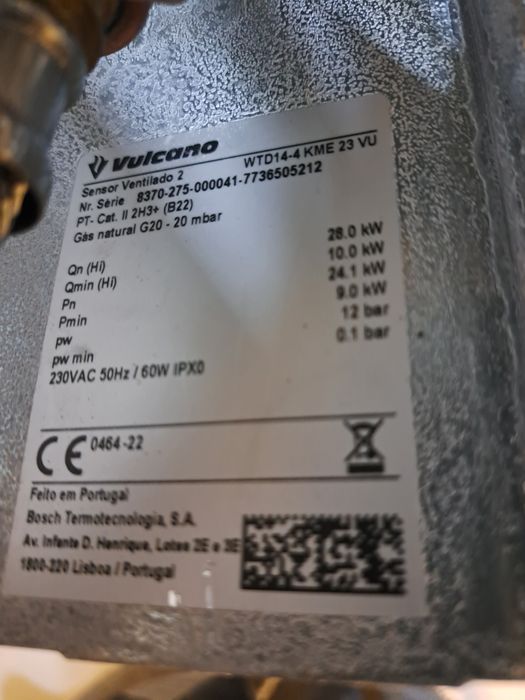 Esquentador Vulcano Ventilado 14L – Revisto pela Assistência Oficial – Excelente Estado