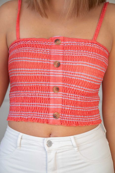 Croptop Crop top Pull&Bear pomarańczowy z guziczkami S M 36 38