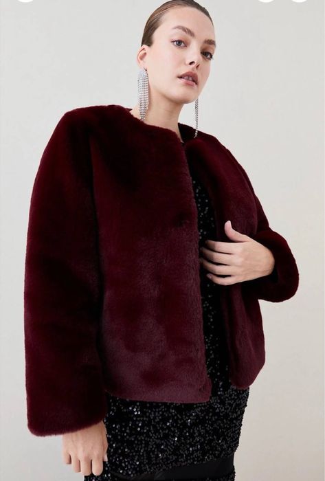 Винна жіноча шуба зі штучного хутра orsay