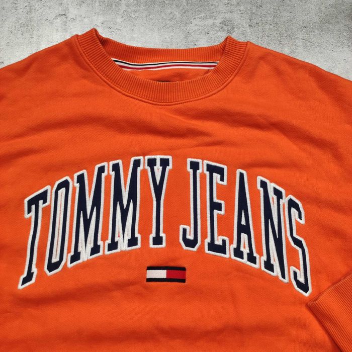 MĘSKA Bluza Bawełna Duże Logo Pomarańczowa Tommy Hilfiger Jeans Casual