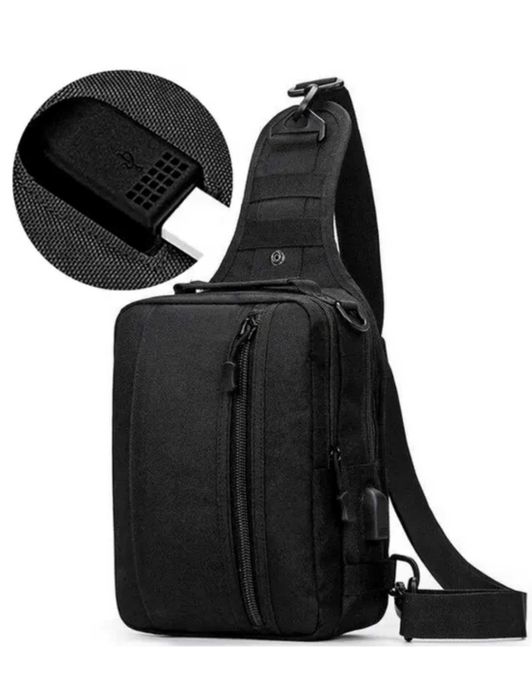 Качественная тактическая нагрудная сумка "Albion LB". Цвет: черный.