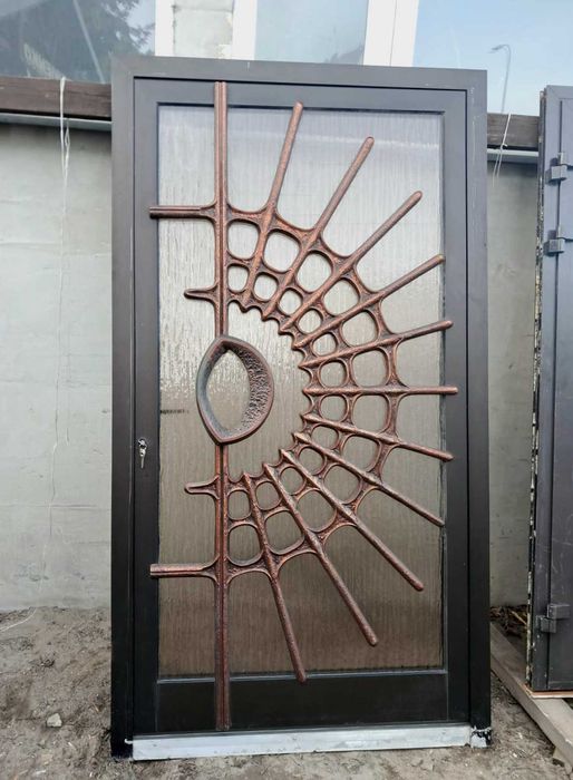 DRZWI Zewnętrzne Aluminiowe Przeszklone Wejściowe 120x220cm Pochwyt