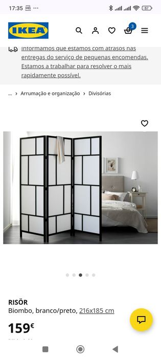 Biombo branco/preto 2,16 x 1,85