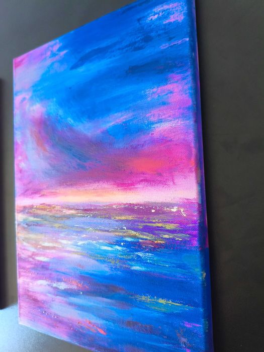 Abstrakcja Morze i Niebo Komplet 2 Obrazów Zachód Słońca 35x50