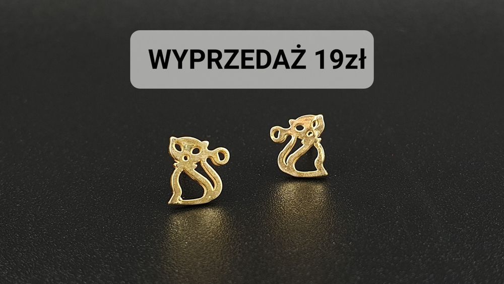 Kolczyki srebro 925 pozłacane kotki koty