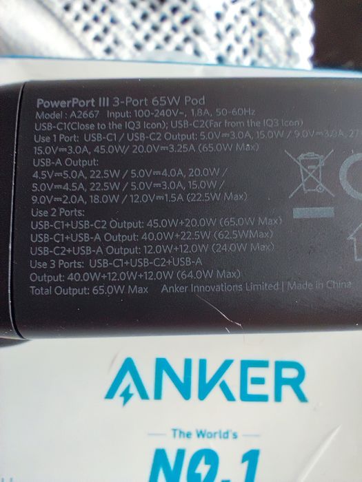 Carregador Anker Nano II de 65 W (Novo)
