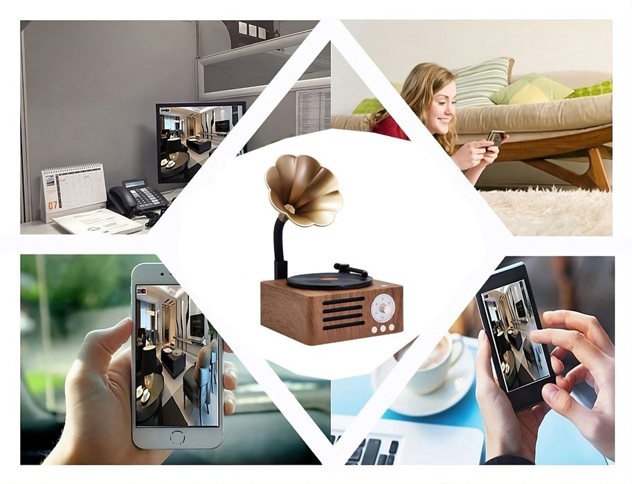 Ukryta KAMERA WiFi głośnik bluetooth gramofon szpiegowska