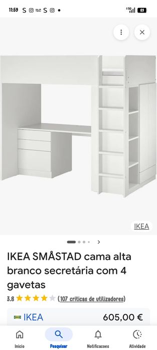 Ofereço Beliche ikea com roupeiro (sem secretaria)