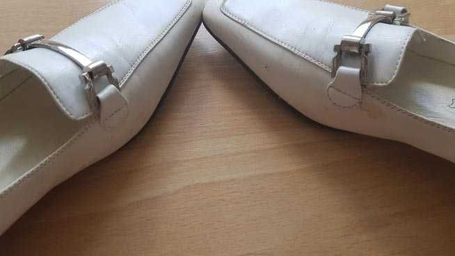 Buty damskie białe skórzane skóra